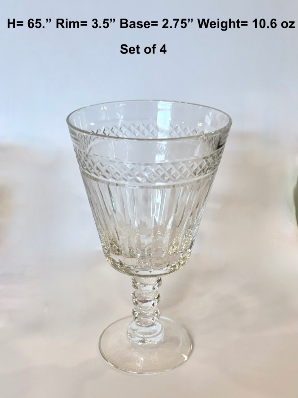 Set of 4 Vintage Waterford Crystal Tramore Water Goblets 6.5" Heavy Crystal